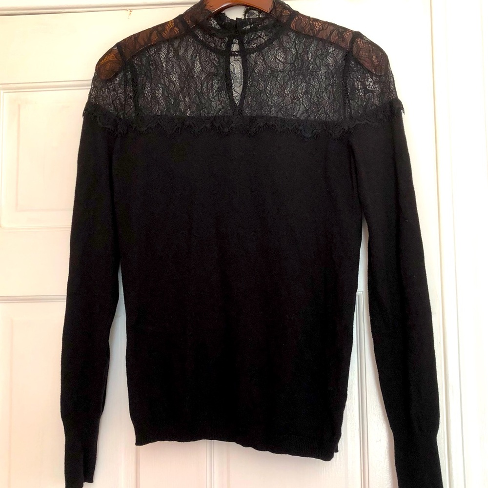 Jennifer Lopez Black Lace, High Neck, Sweater, Size S
